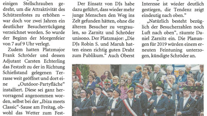 Pressebericht Bilanz Schützenfest 2017 (LZ)